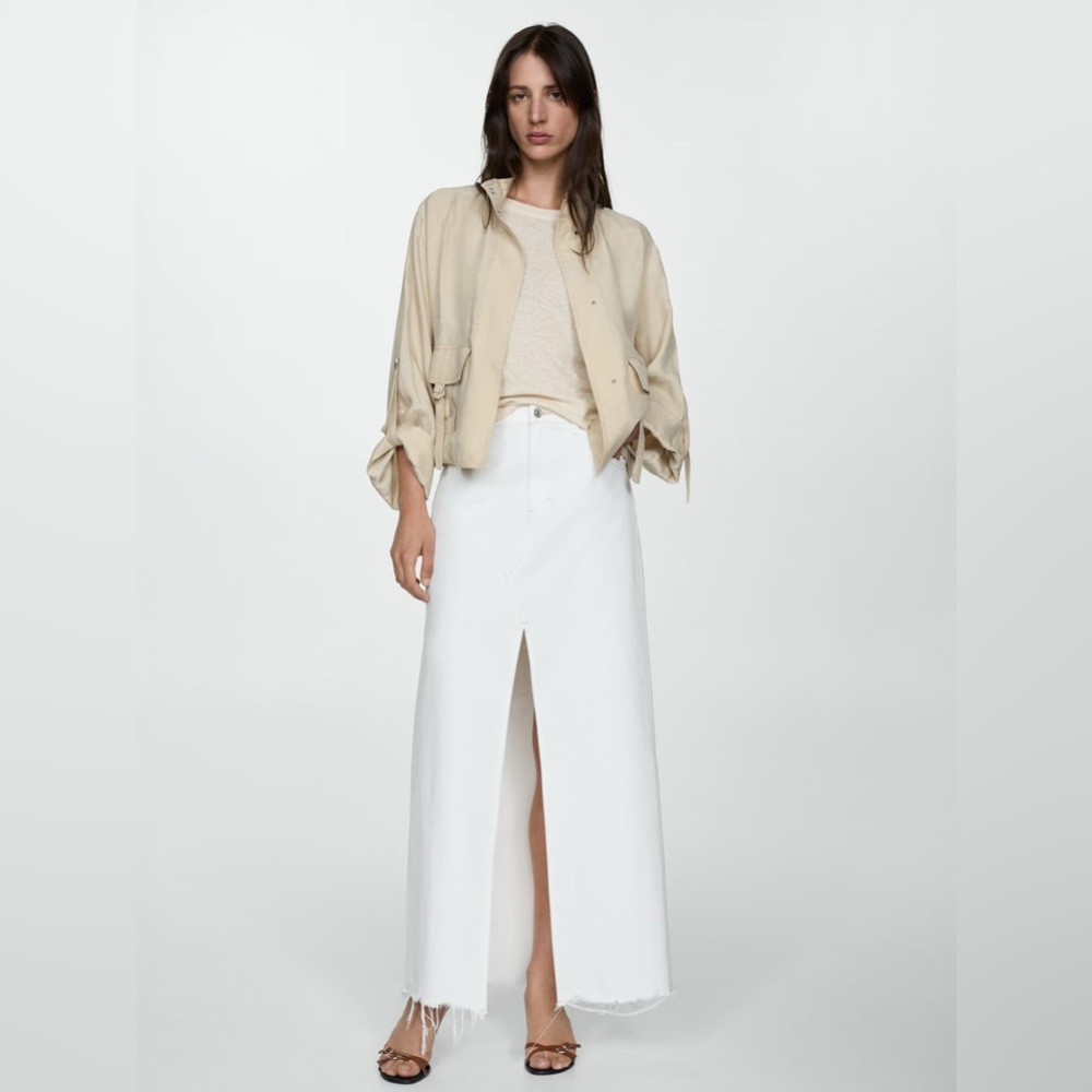 MANGO White Denim Maxi Skirt